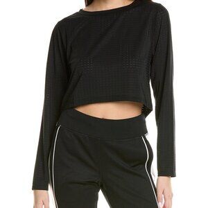 FILA Black Crop Top Fi-lux Gym Yoga Tennis shirt Sz Medium New